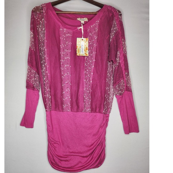 NWT Anthropologie Lulumari Top Hot‎ Pink Med - Picture 1 of 5